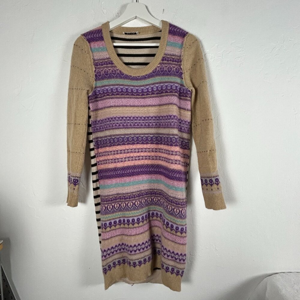 Sonia By Sonia Rykiel Womens Multicolor Knit Sweater Dress Long Sleeve Striped